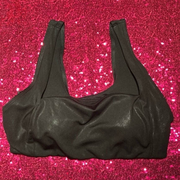 Victoria’s Secret Pink Ultimate Square-Neck Sports Bra Black Sparkle Size Large - Picture 17 of 17